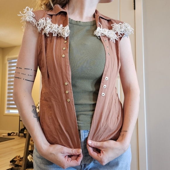 Vintage Karman Fringe Sleeveless Western Shirt, Sm - Picture 2 of 16